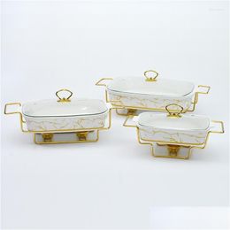 Dinnerware Sets Ceramic Wedding Equiment Commercial El Restaurant Square Buffet Warmer Serving Chafing Dishes Drop Delivery Dhayq