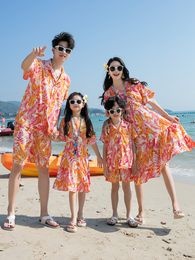 Summer Matching Family Outfits Vacation Collection Hawaiian Luau Men Women Girl Boy Clothes Lovers