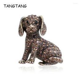 Brooches TANGTANG FAshion Dog Brooch Lovely Design Rhinestone Labrador Jewelry Pins Retro Antique Gold/Rhodium Plated Bijoux