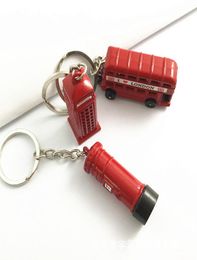 British Style Pendants Red Telephone BoothLondon BusMail Box Model 3D Keyring Key Chain For Gift6234523