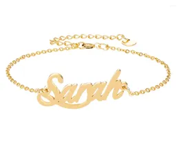 Link Bracelets Sarah Name Bracelet Women Girl Jewellery Stainless Steel Gold Plated Nameplate Pendant Femme Mother Girlfriend Gift