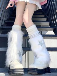 Women Socks Faux Fur Leg Warmers Boot Covers 3 Pieces Sets Goth Japanese Punk Jk Knee-length Hiphop Y2K Cute Fashion Long