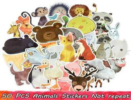 50 PCS Cute Animal Stickers Toys for Kids Teens Watercolor Decals for DIY Laptop Tablet Luggage Snowboard Skateboard Guitar Water 4287518