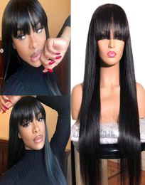 Brazilian Straight Human Hair Wigs With Bangs Remy Full Machine Made Human Hair Wigs For Black Women 828 Inch Cheap Human Wig5741507