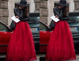 2015 New Arrival Red Tulle Skirt Tiered Brisk Puffy Long Women Skirt Fairy Adult Tutu A Line Plus Size Vintage Skirts for Women3101871