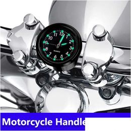 Car Other Auto Electronics New Motorcycle Bike Clock Chrome Waterproof Motorhandlebar Mount Quartz Watch Aluminium Luminous Motoraccess Dhlhe