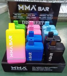 MMA BAR Battery Mods 650mAh Preheating Variable Voltage Digital Screen 510 Thread MMA Discreet Cartridge BAR Vape Batteries Box Mods