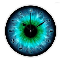 Wall Clocks Novelty Blue Eyes Green Iris Eyeball Decorative Clock Large Artistic Eye Pupil Core Round Watch Living Room Home Decor