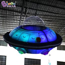 wholesale Outdoor Advertising Inflatable Colourful Lighting Spacecraft Models For Space Theme Decoration Inflation Ufo Balloon Party Event With Air Blower Toys