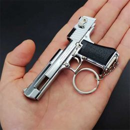 Gun Toys 1 3 high quality metal Model Desert Eagle keychain toy miniature pistol collection with alloy pendant for gift 2400308