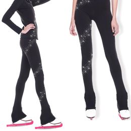 Capris Performance Figure Skating Long Pants Compression Ice Skating Leggings Sportswear for Girls Women Ladies Traing Practise