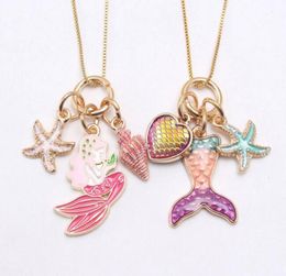 2 Colors kids Jewelry Necklace Mermaid Starfish Pendant necklace kids girl Long Chain Necklae for Party Jewelry gift9685139