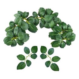 Decorative Flowers & Wreaths Decorative Flowers Wreaths 200Pcs Bk Rose Leaves Artificial Greenery Fake Flower For Diy Wedding Bouquets Dhfmy