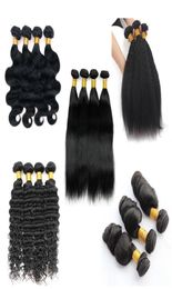 Brazilian Virgin Hair Body Wave 4 Bundles 1026 inch Remy Human Hair Weave Straight Loose Deep Jerry Curly Kinky Straight Hair Ext4359939