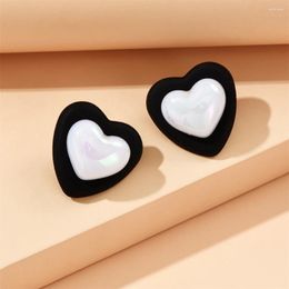 Stud Earrings Resin Acrylic Love Heart Pearl For Women Fashion Bohemia Trendy Jewellery Wemon Wedding Gift Pendientes Mujer
