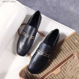 Dress Shoes latest designer top slippers Cowhide Leather loafers High elastic beef tendon bottom casual Heel Soft work Office slipperH240308