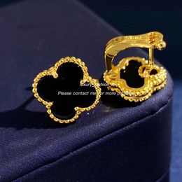 Designer earrings 4/Four Leaf Clover Charm Stud Earrings Back Mother-of-Pearl Silver 18K Gold Plated Agate for Women Girls Wedding Gift earrings Jewellery osdojfd678