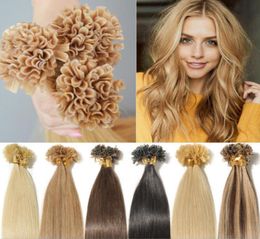U TIP Remy human hair extensions 100 strands per set European Keratin Stick Hair Straight 16quot 18quot 22quot brown blonde 9079174