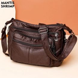 Women Bag 2023 Fashion Middleaged Handbag Multipocket Practical Messenger Vintage Shoulder Hobos Trend Crossbody Pack 240305