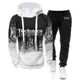 Suits Technics 2022 Men's Dj1200 Turntable Music New Fashion Print Hoodie Sweatpants Comfortable Trouser Sport Suits Gradient Clothes