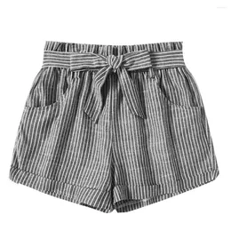 Women's Shorts Sports Pants Women Fashion Personality Stripe Printed Adjustable Bandage Elastic Short Trousers Beach Pant For