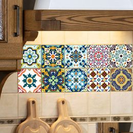 Wall Stickers Self-Adhesive Moroccan Tile Wall Sticker Pvc Oil-Proof Waterproof For Home Living Room Bedroom Kitchen Bathroom 15X15Cm/ Dhpdm