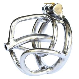 Stainless Steel Male Chastity Devices with Hollow Urethral Catheter Penis Plug Metal Cockring Chastity Belt Sex Toys for Men