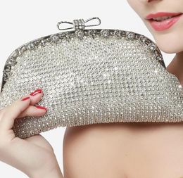 Elegant Jewelry Evening Handbag Crystal Wedding Bridal Clutch Bags Bling Full Rhinestone Sparkling Banquet Party Shoulder Bag9516279