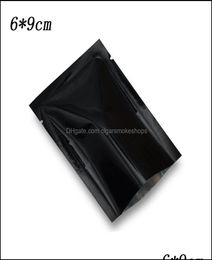 Packing Bags Office School Business Industrial 6x9Cm Black Open Top Food Glossy Aluminum Foil Vacuum Package Bag Heat Sealer Seala3581285