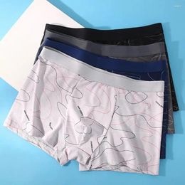 Underpants 4pcs/lot Man Boxers Printed U Convex Panties Male Fashion Comfortable Shorts Mens Solid Breathable Underwear 2024