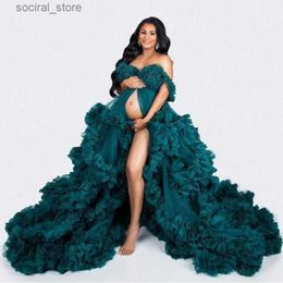 Maternity Dresses Split Flowy Maternity Photography Dress Women Tulle Ruffles Prom Gown Off the Shoulder Long Custom Made Robes L240308