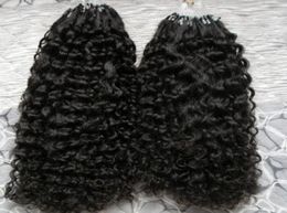Afro kinky curly micro link human hair extensions black 200g brazilian kinky curly micro loop hair extensions 200s3535685