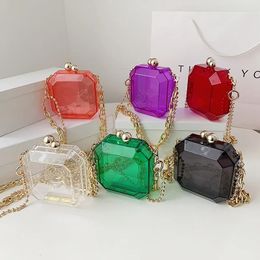 Transparent Evening Bag Acrylic Box Chain Crossbody For Women Shoulder Purses And Handbags Ladies Party Clutch 240304