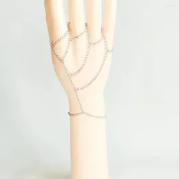 Charm Bracelets Punk Boho Wrist Chain Layered Tassel Harness Slave Bracelet With Finger Stainless Steel Hand For Women