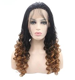 High quality ombre brown Hair short curly braids wig 16quot africa women style box braid wig full Synthetic Lace Front Wigs with6365374