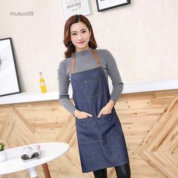 Aprons With Pocket Oilproof Women Kitchen Accessories Chef Restaurant Burp Cloth Bib Cleaning Tool Denim Apron