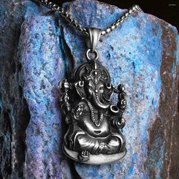 Pendant Necklaces Hinduism Ganesha Powerful Amulet Men Stainless Steel Chain Women Jewelry Vintage Accessories Gifts Wholesale