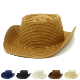 Berets Straw Hat Men Women Fedora Hats Vintage Trilby Caps Jazz Cowboy Sunhat Curl Brim Cap Chapeau Blower Round Top