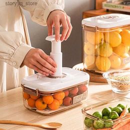 Food Jars Canisters Kitchen Organizer Food Storage Container Vacuum Storage Box with Drain Net Large Capacity Food Dispenser Transparent Sealed Tank