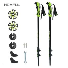 HomfulHitorhike for Nordic walking sticks camping hiking Ultralight Adjustable Telescopic Alpenstock Trekking Poles climbing 240304