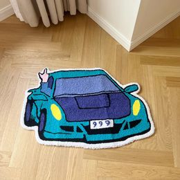 Sports Racing Car Shape Rug Carpet Boy Living Room Bedroom Decor Carpet Embroidered Non-slip Floor Mat Doormat Home Decor 240306