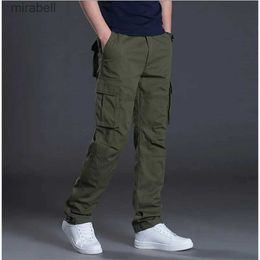 Pants Designer Spring Autumn Cargo Pants Mens Baggy Regular Cotton Trousers Male Combat Tactical Pants Multi Pockets 240308