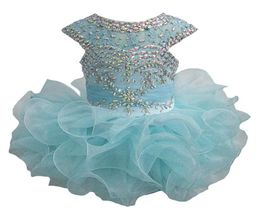 Luxurious New Little Girls Glitz Beaded Pageant Cupcake Dresses Infant Mini Short Skirts Toddler Tutu Girl Ruffles Dresses 20201896628