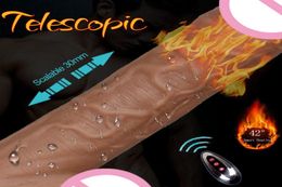 Realistic Dildo Female Masturbation Telescopic Vibrating Thrusting With Suction Cup Heating Penis Wireless Remote Dick For Women3044867