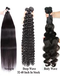 Long Length hair32 34 36 38 40 Inch Whole Soft Brazilian Hair Weaves Human Hairs Extension 1B Natural Black Colour 100gBundle3467172