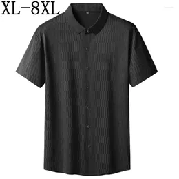 Men's Casual Shirts 8XL 7XL 6XL 2024 Summer High End Luxury Shirt Men Short Sleeve Lapel Mens Social Business Loose Chemise Homme
