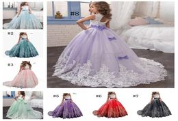 2019 Tulle Custom Cute Little Girl Flower Girl Dress Sleeveless Floor Length Hand Made Kids Party Birthday Dress4063762