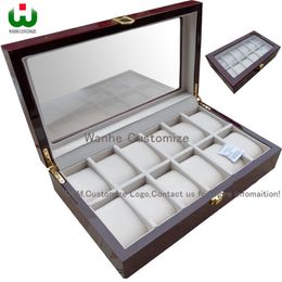 Factory 12 Grids Rectangle 33 20 8 5cm High Grade Quality Watch Storage Boxes&Cases Windows watch show box Watch s Displa296w