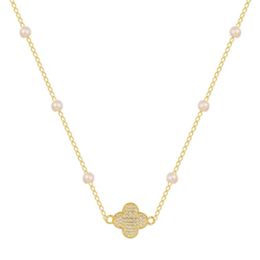 VanCF Necklace Luxury Diamond Agate 18k Gold new four leaf clover pearl inlaid diamond necklace with pearls gold and Colour
