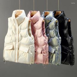 Women's Vests 2024 Autumn Winter Down Cotton-padded Vest Jacket Women Waistcoat Thicken Sleeveless Tank Top Female Loose Stand-up Collar